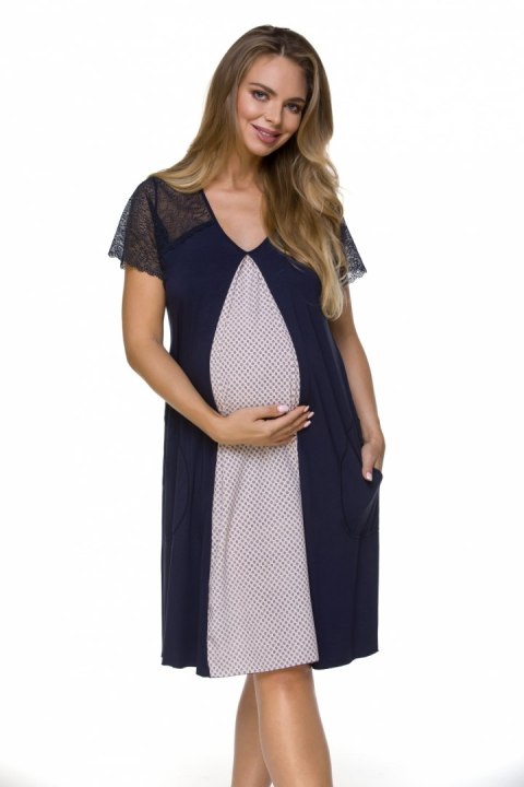 Koszulka nocna Koszula Nocna Ciążowa Model 3119 Navy - Lupo Line Koszulka nocna Koszula Nocna Ciążowa Model 3119 Navy - Lupo Line