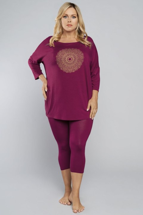 Piżama Damska Model Mandala r.3/4 sp.3/4 Wino - Italian Fashion Piżama Damska Model Mandala r.3/4 sp.3/4 Wino - Italian Fashion