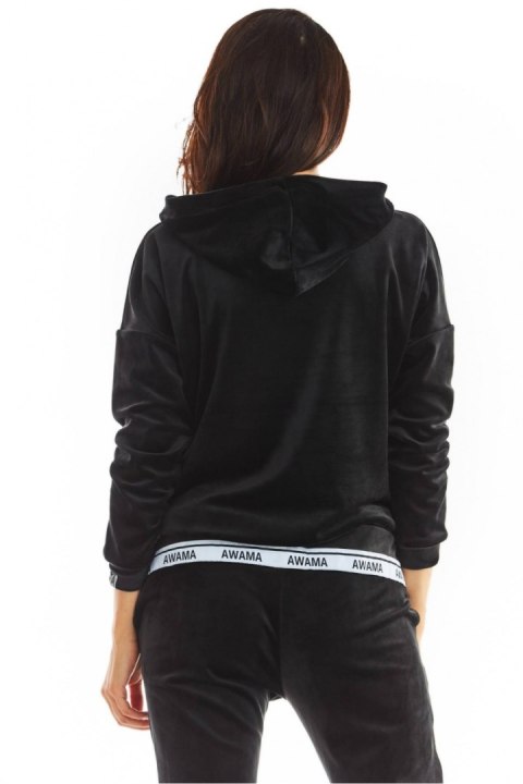 Bluza Damska Model A371 Black Welur - awama Bluza Damska Model A371 Black Welur - awama