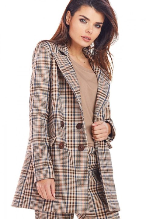 Żakiet Model A364 Brown Krata - awama Żakiet Model A364 Brown Krata - awama