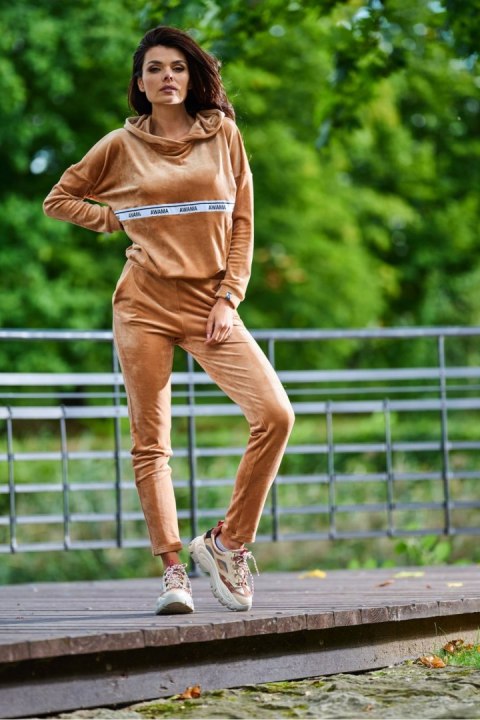 Bluza Damska Model A371 Beige Welur - awama Bluza Damska Model A371 Beige Welur - awama
