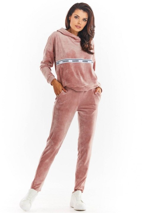 Bluza Damska Model A371 Pink Welur - awama Bluza Damska Model A371 Pink Welur - awama