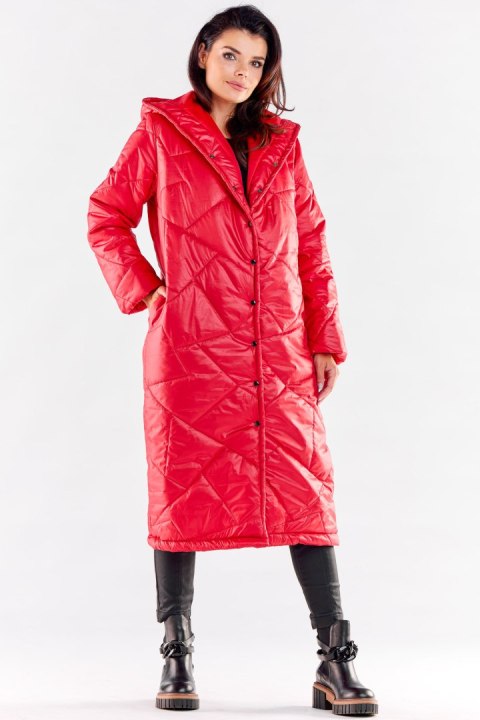 Płaszcz Damski Model A542 Red - awama Płaszcz Damski Model A542 Red - awama