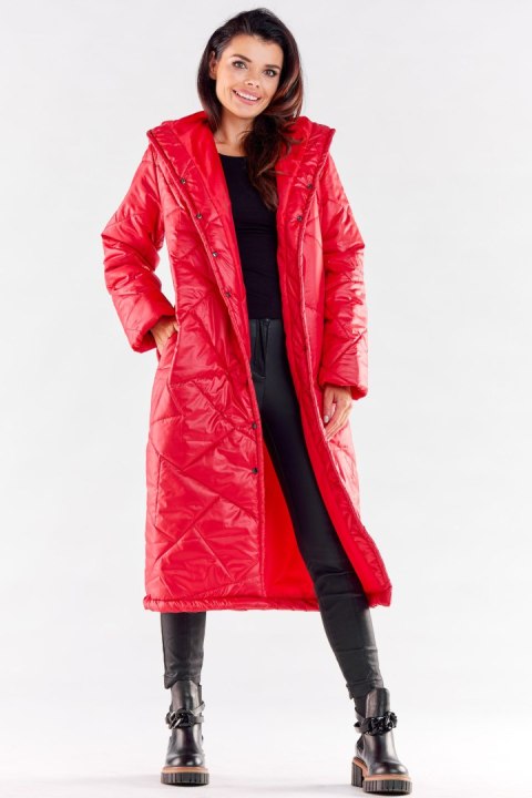 Płaszcz Damski Model A542 Red - awama Płaszcz Damski Model A542 Red - awama