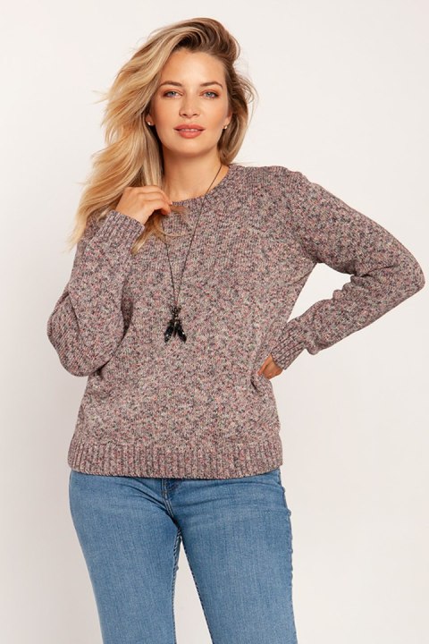 Sweter Damski Model SWE244 Pink Melange - MKM Sweter Damski Model SWE244 Pink Melange - MKM