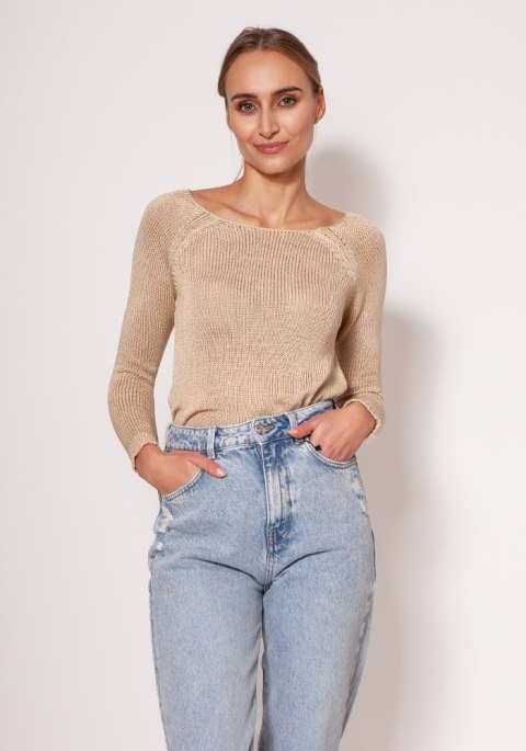 Sweter Damski Model SWE298 Beige - MKM Sweter Damski Model SWE298 Beige - MKM