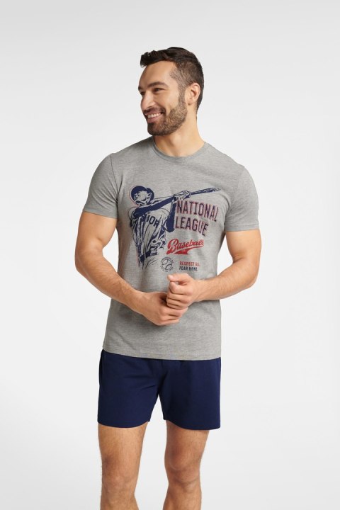 Piżama Męska Model Flair 40676-09X Melange/Navy - Henderson Piżama Męska Model Flair 40676-09X Melange/Navy - Henderson