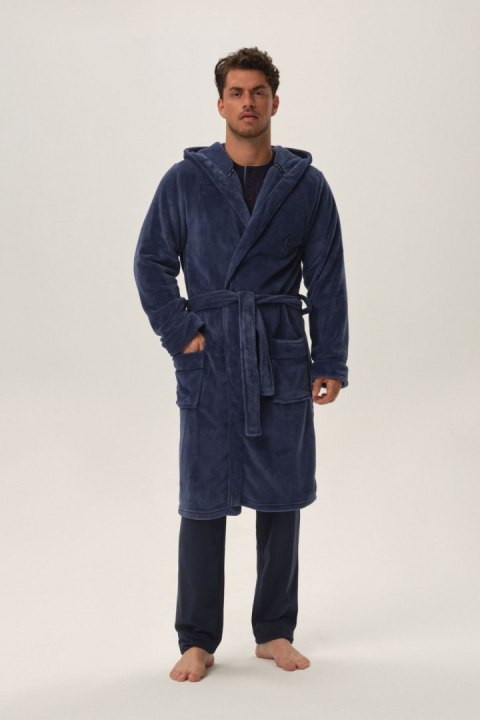 Szlafrok Męski Model Hood 41940-95X Blue - Henderson Szlafrok Męski Model Hood 41940-95X Blue - Henderson