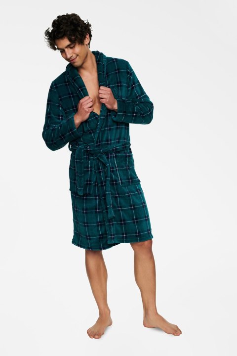 Szlafrok Męski Model Trip 40068-77X Green/Navy - Henderson Szlafrok Męski Model Trip 40068-77X Green/Navy - Henderson
