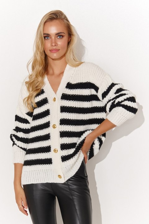 Sweter Damski Model S139 Ecru/Black - Makadamia Sweter Damski Model S139 Ecru/Black - Makadamia