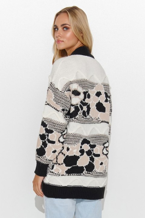 Sweter Damski Model S143 Nude/Cream/Black - Makadamia Sweter Damski Model S143 Nude/Cream/Black - Makadamia