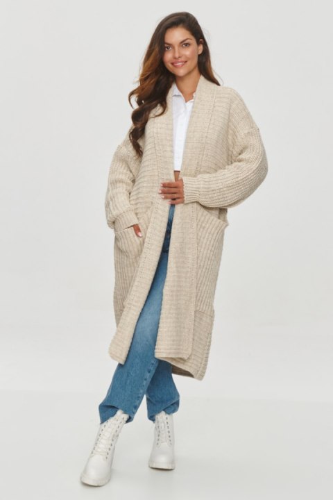 Sweter Kardigan Model S153 Beige Melange - Makadamia Sweter Kardigan Model S153 Beige Melange - Makadamia