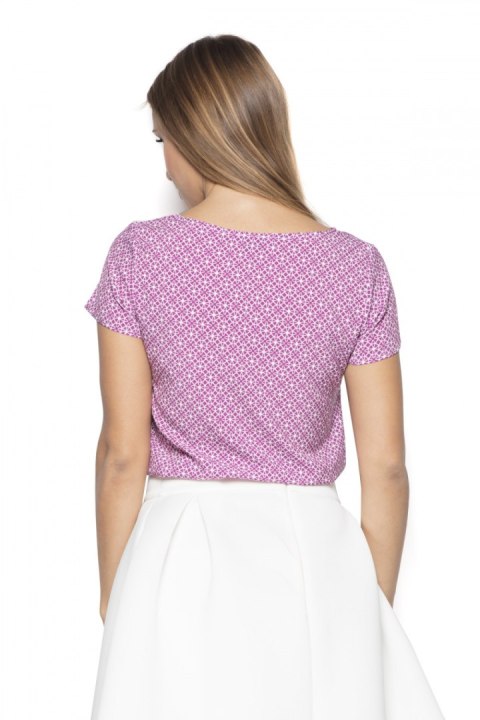 Bluzka Model K411 Wzór 37 Pink - Katrus Bluzka Model K411 Wzór 37 Pink - Katrus