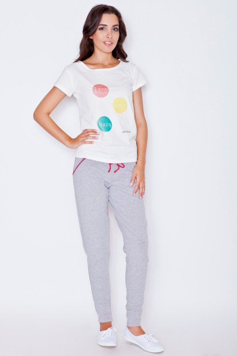 Spodnie Damskie Model K277 Grey/Pink - Katrus Spodnie Damskie Model K277 Grey/Pink - Katrus