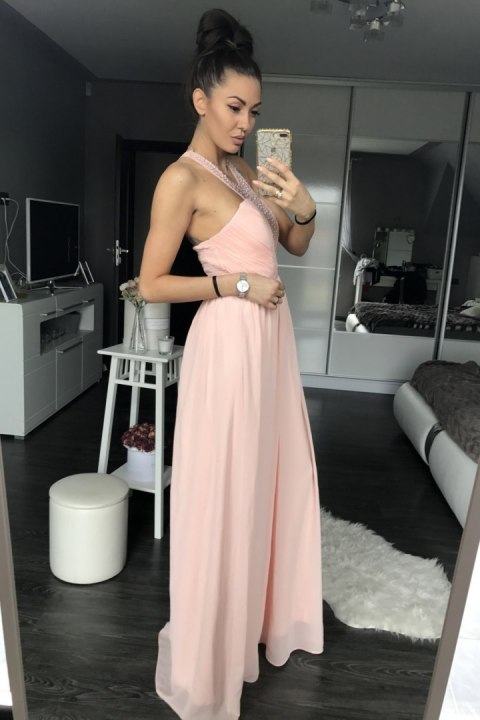 Sukienka Model 17739 Powder Pink - YourNewStyle Sukienka Model 17739 Powder Pink - YourNewStyle