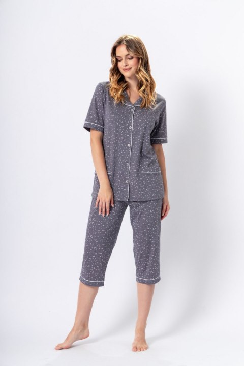 Piżama Damska Model Halima 1374 Plus Size Grey Perła - M-Max Piżama Damska Model Halima 1374 Plus Size Grey Perła - M-Max