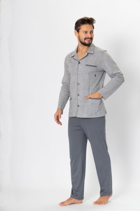Piżama Męska Model Ambroży 196 Grey Melange - M-Max Piżama Męska Model Ambroży 196 Grey Melange - M-Max