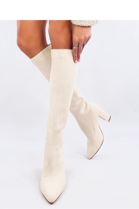 Kozaki elastyczne na obcasie ELISHA BEIGE - Inello Kozaki elastyczne na obcasie ELISHA BEIGE - Inello