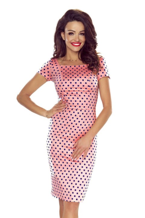 Sukienka Model 440-2 Pink/Navy Groszki - Numoco Sukienka Model 440-2 Pink/Navy Groszki - Numoco