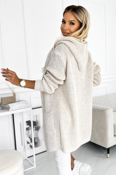 Sweter Kardigan Model 488-1 Beige - Numoco Sweter Kardigan Model 488-1 Beige - Numoco