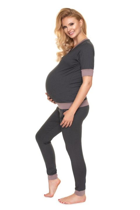 Piżama Ciążowa Model 0184 Grafit - PeeKaBoo Piżama Ciążowa Model 0184 Grafit - PeeKaBoo