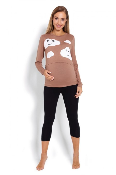 Piżama Damska Ciążowa Model 1679 Cappuccino - PeeKaBoo Piżama Damska Ciążowa Model 1679 Cappuccino - PeeKaBoo