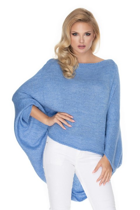Sweter Ponczo Model 30068 Jeans - PeeKaBoo Sweter Ponczo Model 30068 Jeans - PeeKaBoo