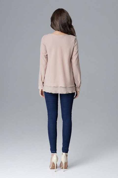 Bluzka Model L020 Beige - Lenitif Bluzka Model L020 Beige - Lenitif