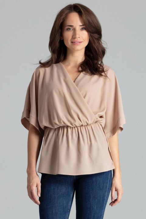 Bluzka Model L063 Beige - Lenitif Bluzka Model L063 Beige - Lenitif