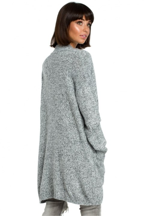 Sweter Damski Model BK001 Grafit Melange - BE Knit Sweter Damski Model BK001 Grafit Melange - BE Knit