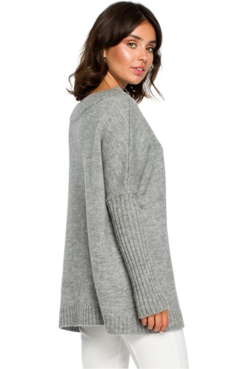 Sweter Damski Model BK009 Grey - BE Knit Sweter Damski Model BK009 Grey - BE Knit