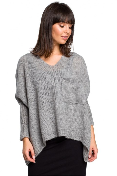 Sweter Damski Model BK018 Grey - BE Knit Sweter Damski Model BK018 Grey - BE Knit
