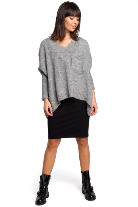 Sweter Damski Model BK018 Grey - BE Knit Sweter Damski Model BK018 Grey - BE Knit