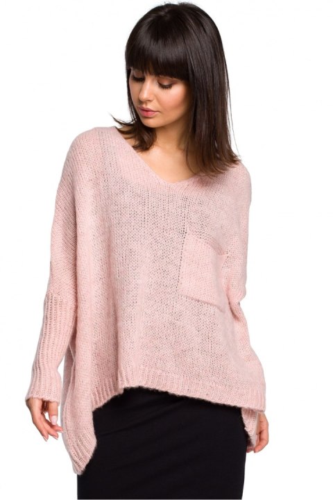 Sweter Damski Model BK018 Pink - BE Knit Sweter Damski Model BK018 Pink - BE Knit
