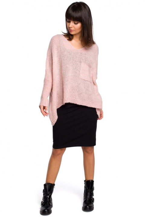 Sweter Damski Model BK018 Pink - BE Knit Sweter Damski Model BK018 Pink - BE Knit
