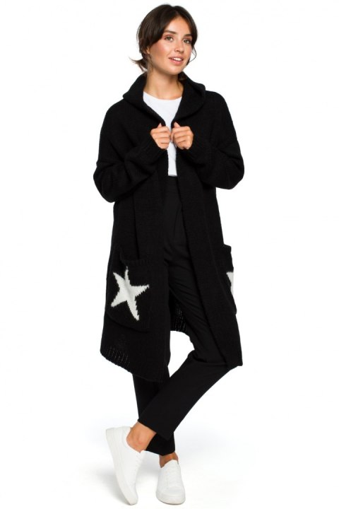 Sweter Kardigan Model BK013 Black - BE Knit Sweter Kardigan Model BK013 Black - BE Knit
