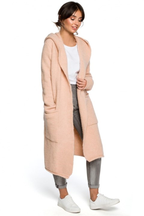 Sweter Kardigan Model BK016 Pale Pink - BE Knit Sweter Kardigan Model BK016 Pale Pink - BE Knit