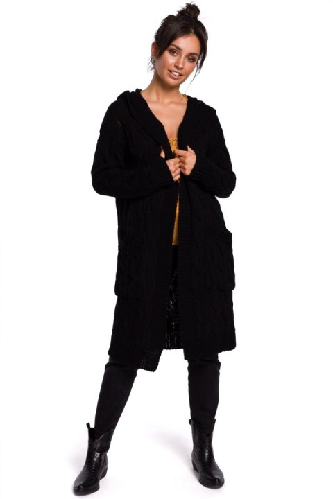 Sweter Kardigan Model BK033 Black - BE Knit Sweter Kardigan Model BK033 Black - BE Knit