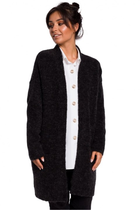 Sweter Kardigan Model BK034 Antracyt - BE Knit Sweter Kardigan Model BK034 Antracyt - BE Knit