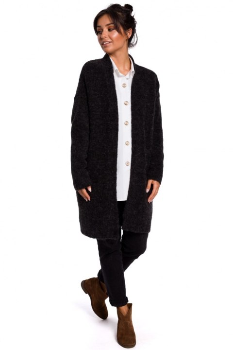 Sweter Kardigan Model BK034 Antracyt - BE Knit Sweter Kardigan Model BK034 Antracyt - BE Knit