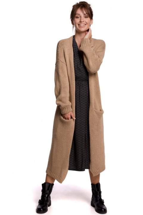 Sweter Kardigan Model BK053 Camel - BE Knit Sweter Kardigan Model BK053 Camel - BE Knit