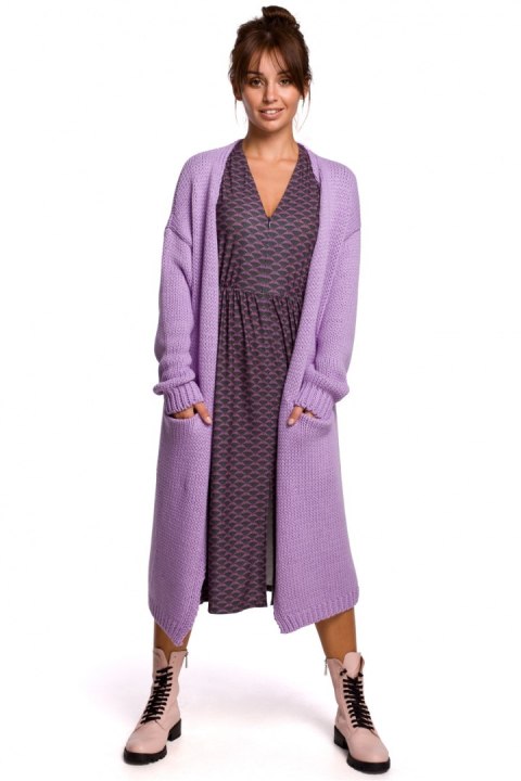 Sweter Kardigan Model BK053 Lawenda - BE Knit Sweter Kardigan Model BK053 Lawenda - BE Knit
