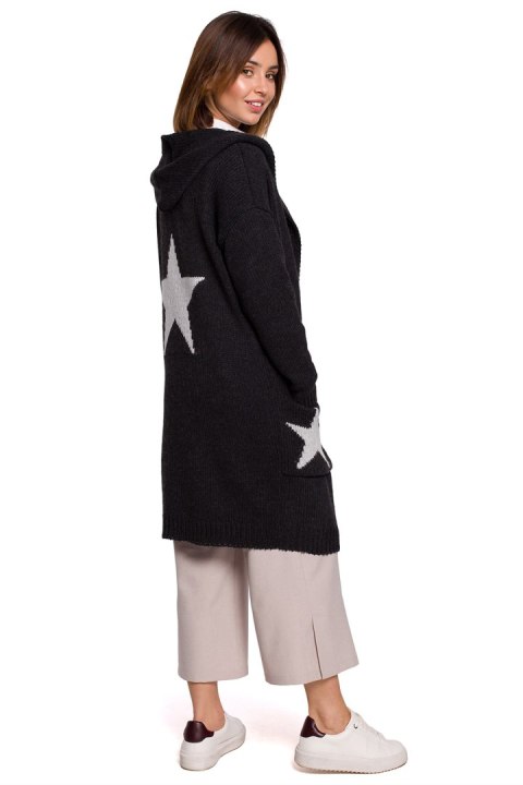 Sweter Kardigan Model BK063 Grafit - BE Knit Sweter Kardigan Model BK063 Grafit - BE Knit