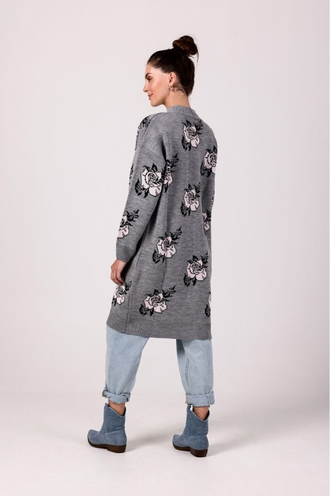 Sweter Kardigan Model BK102 Popiel - BE Knit Sweter Kardigan Model BK102 Popiel - BE Knit