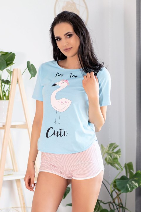 Piżama Damska Model Cute Flamant Blue/Pink - Livia Corsetti Fashion Piżama Damska Model Cute Flamant Blue/Pink - Livia Corsetti Fashion