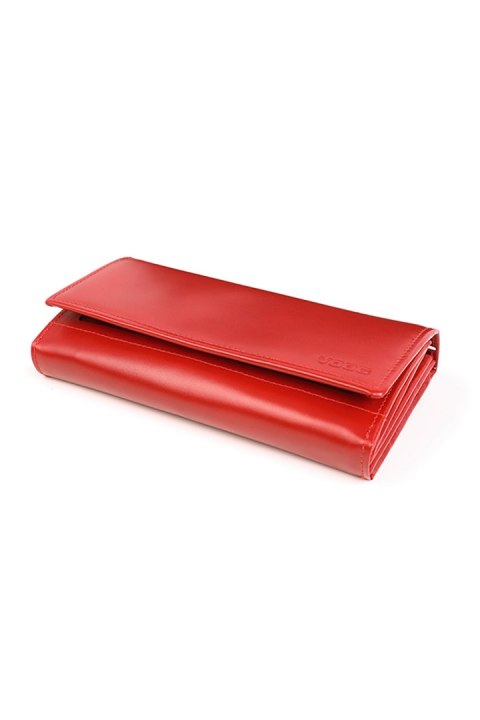 Duży skórzany portfel damski PPD5 Red - Verosoft Duży skórzany portfel damski PPD5 Red - Verosoft