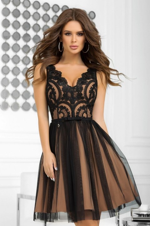 Sukienka Model 2206-16 Black/Beige - Bicotone Sukienka Model 2206-16 Black/Beige - Bicotone