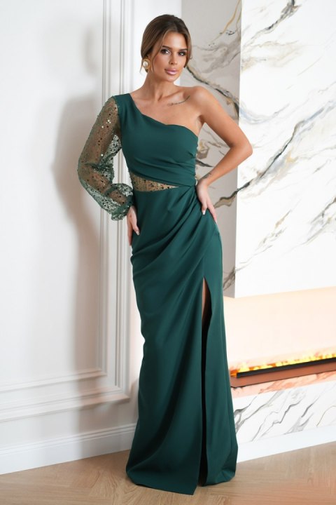 Sukienka Model 296-13 Bottle Green - Bicotone Sukienka Model 296-13 Bottle Green - Bicotone