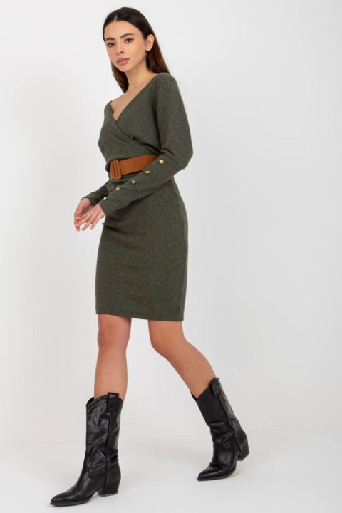 Sukienka Model TW-SK-BE-BQ183.19 Khaki - Och Bella Sukienka Model TW-SK-BE-BQ183.19 Khaki - Och Bella