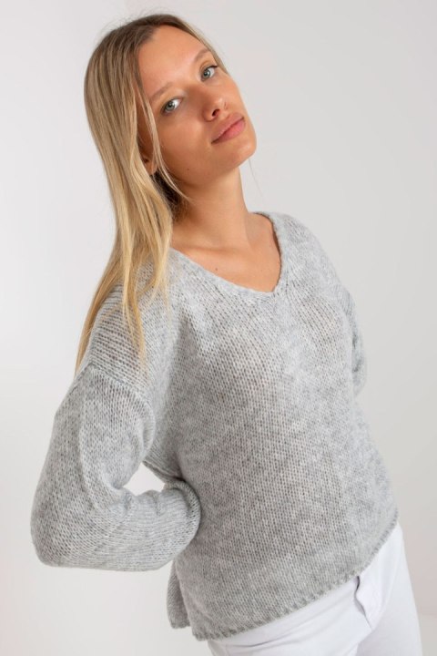 Sweter Damski Model TW-SW-BI-3002.98 Grey - Och Bella Sweter Damski Model TW-SW-BI-3002.98 Grey - Och Bella